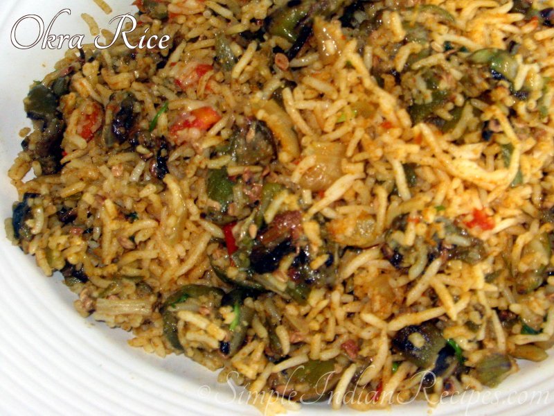 Vegetarian Okra (Ladies Finger or Bindi or Vendakkai) Rice Simple